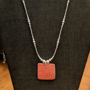 Sterling silver necklace w/XL "Salmon" Pendant